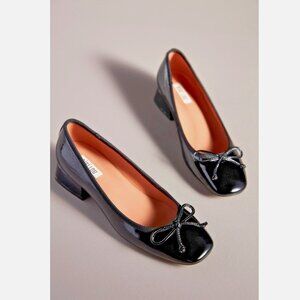 ANTHROPOLOGIE Bibi Lou Heeled Ballet Bow Pumps in Black Sz 41 - NIB!!